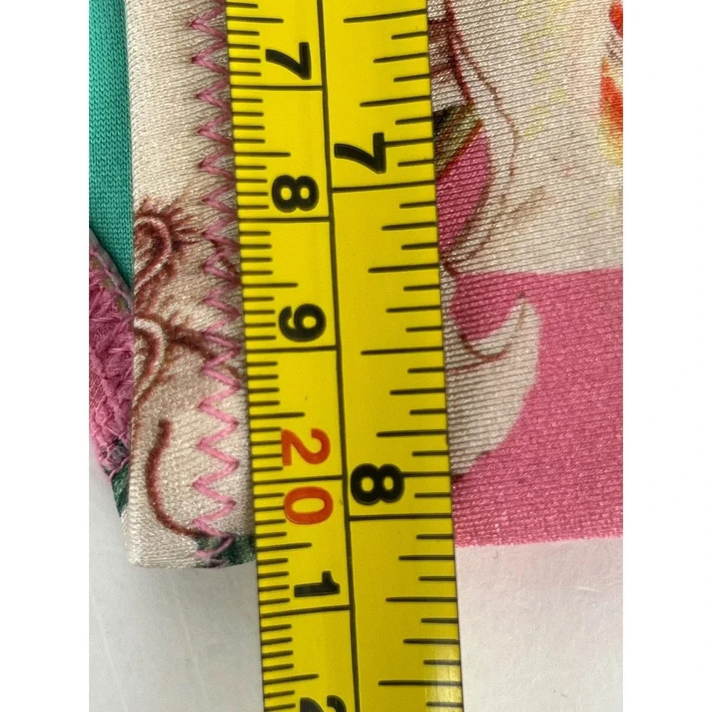 Triangl Sz M Floral Bikini Bottom‎ Swimsuit Low Rise Pink Green Tropical Beach